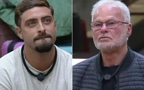 Duas pessoas lado a lado em fotos separadas: à esquerda, um homem jovem de barba e bigode; à direita, um homem mais velho de óculos e cabelo branco.