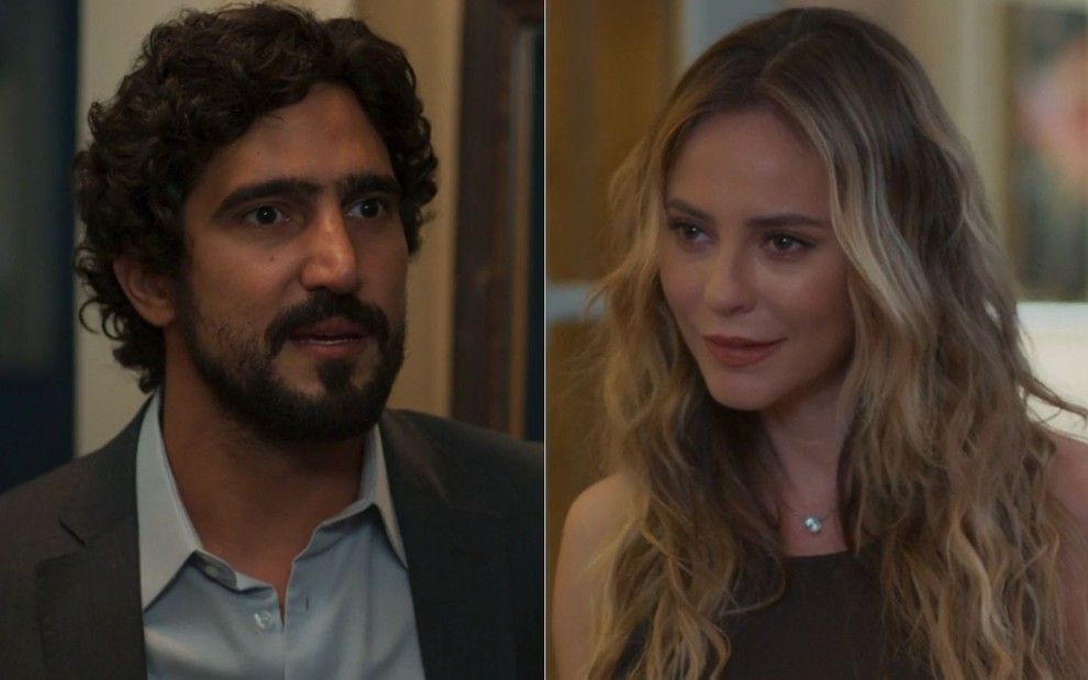 Montagem com Ivan (Renato Góes) e Heleninha (Paolla Oliveira) em cenas da novela Vale Tudo