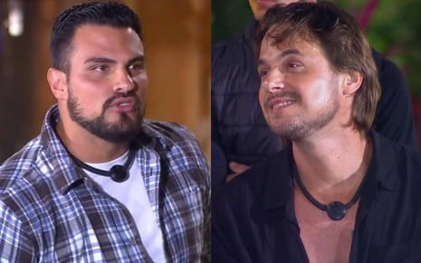Montagem de fotos de Renê Thristan e Daniel Erthal em A Fazenda 18