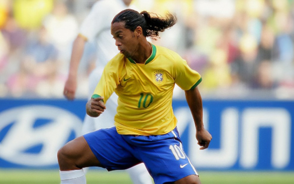 Ronaldinho Gaúcho em jogo pela Seleção Brasileira