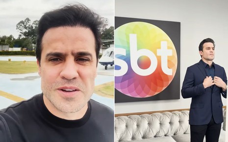 Montagem com Pablo Marçal nos bastidores do SBT