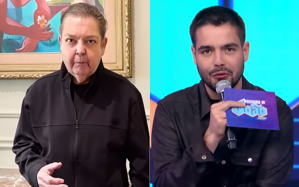 Montagem com fotos de Fausto Silva e João Silva