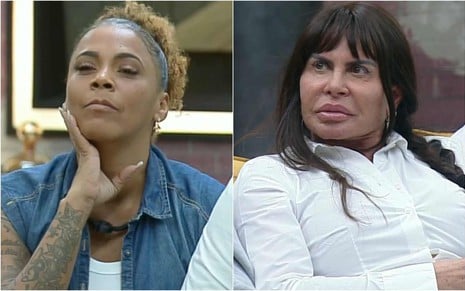 Montagem de fotos de Silvia e Gretchen no Power Couple