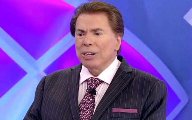 O apresentador Silvio Santos em seu programa no SBT