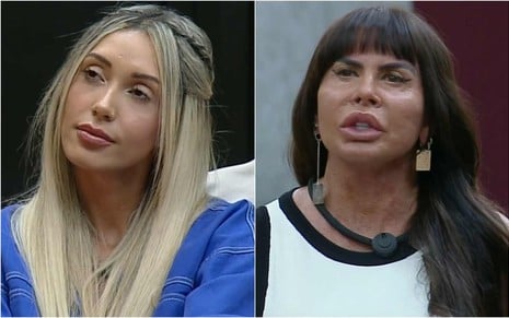Montagem de fotos de Talira e Gretchen no Power Couple