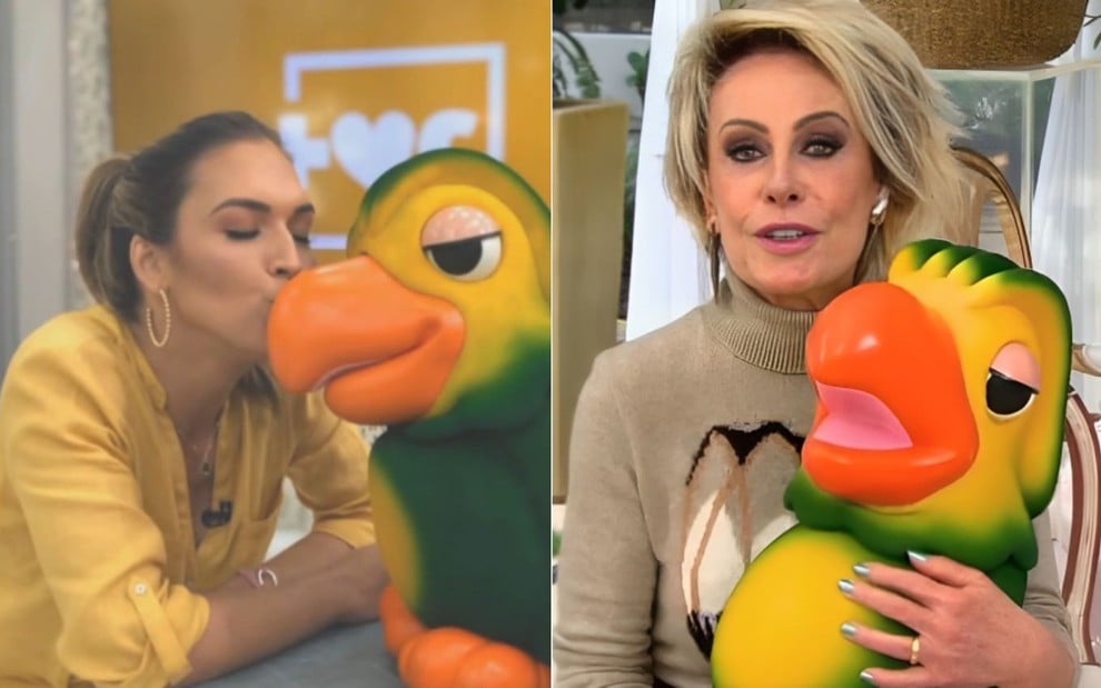 Montagem de fotos de Talitha Morete e Ana Maria Braga com Louro José