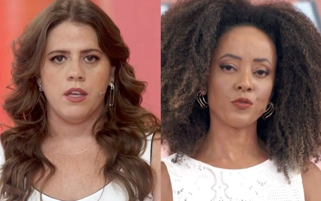 Montagem com Tati Machado à esquerda e Valéria Almeida à direita no Encontro