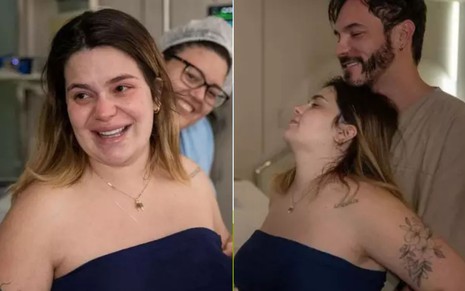 Montagem com fotos de Viih Tube durante trabalho de parto