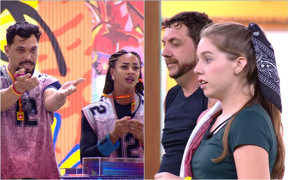 Montagem de fotos de Vinícius e Aline e Edy e Raissa no BBB