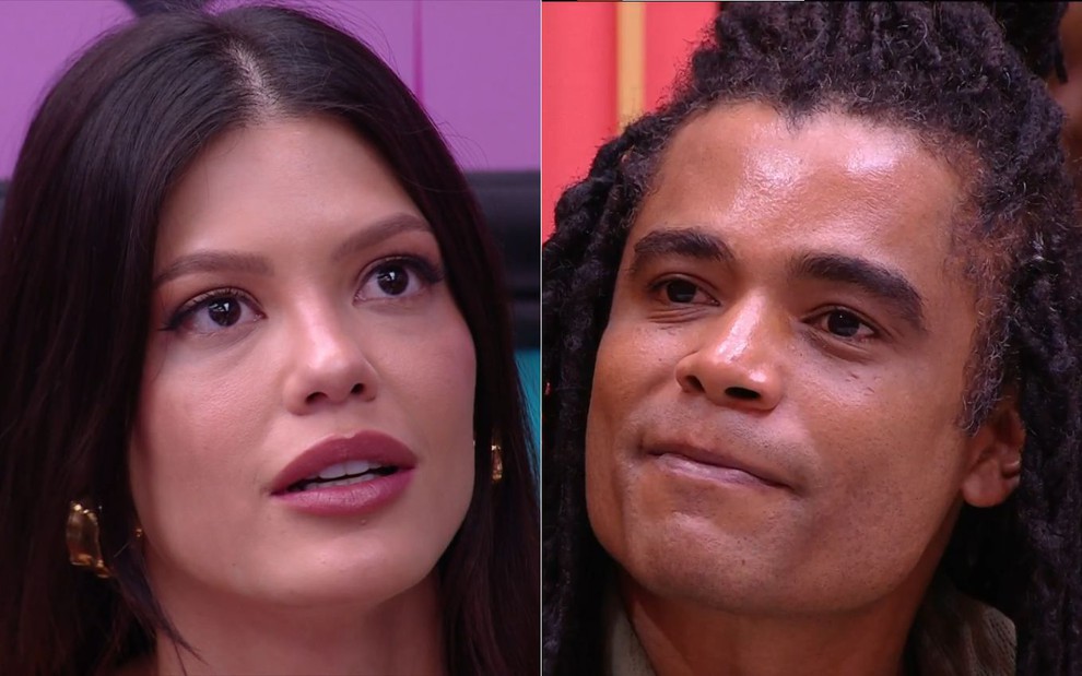 Montagem com Vitória Strada e Diogo Almeida no BBB 25