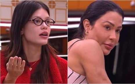 Montagem de fotos de Vitória Strada e Gracyanne Barbosa no BBB