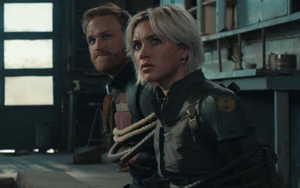 Walker (Wyatt Russell) e Yelena (Florence Pugh) em Thunderbolts*