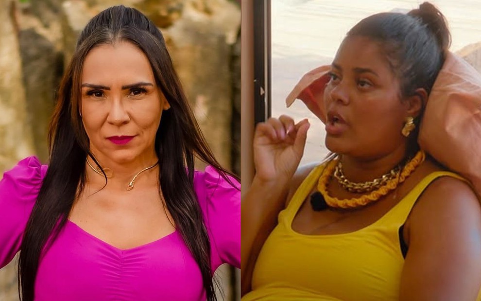 Na montagem estão: Yoná Sousa em imagem de divulgação de reality show (à esquerda) e Larissa Pereira no Ilhados com a Sogra (à direita)