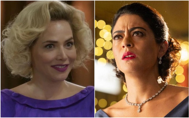 Montagem com fotos das atrizes Leticia Colin e Carol Castro em cenas de Garota do Momento