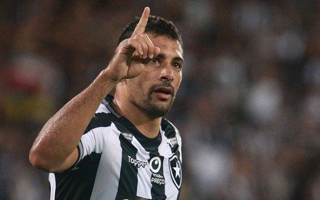 O atacante Diego Souza comemora gol do Botafogo, que enfrenta o Vasco pelo Campeonato Brasileiro - VITOR SILVA/BOTAFOGO