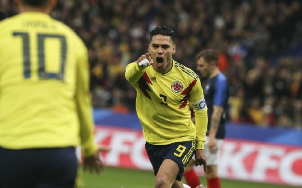 O atacante Radamel Falcao é um dos principais jogadores da Colômbia, que joga hoje (19) contra o Qatar - DIVULGAÇÃO/FEDERAÇÃO COLOMBIANA