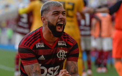 Artilheiro do Campeonato Brasileiro, Gabigol comemora gol do Flamengo
