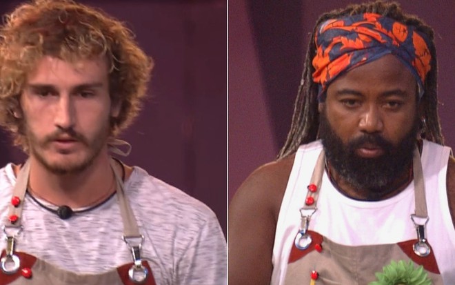 Alan (à esq.) e Rodrigo durante a disputa pela liderança do Big Brother Brasil 19: os dois se deram bem na prova - REPRODUÇÃO/TV GLOBO