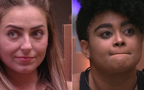 Paula (à esq.) e Rízia disputam a preferência do público no penúltimo paredão do Big Brother Brasil 19 - REPRODUÇÃO/TV GLOBO