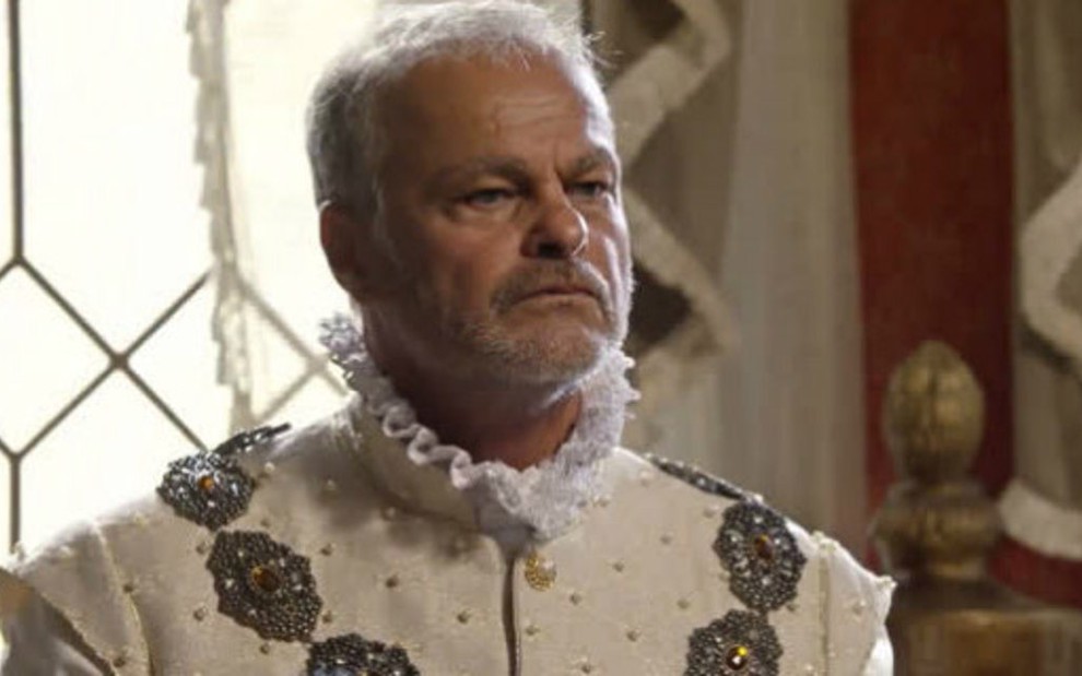 O ator Kadu Moliterno interpreta o rei Otoniel em Belaventura, novela medieval da Record - Reprodução/RecordTV