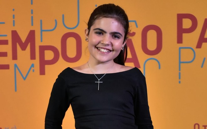 A atriz Raphaela Alvitos em festa de lançamento de O Tempo Não Para (2018) - Cesar Alves/TV GLOBO
