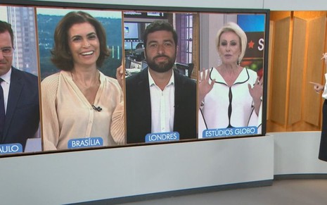Jornalistas e correspondentes no Bom Dia Brasil desta segunda-feira (24); Ana Luiza admitiu medo de panela - REPRODUÇÃO/TV GLOBO