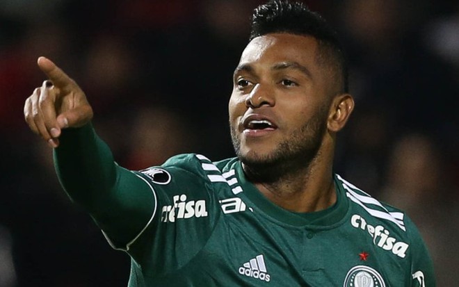 O palmeirense Borja comemora gol diante do Cerro Porteño na Libertadores, jogo exibido no Fox Sports - Cesar Greco/Palmeiras