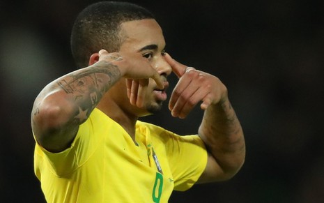 O atacante Gabriel Jesus comemora gol da vitória do Brasil sobre a Alemanha em amistoso de terça (27) - Lucas Figueiredo/CBF