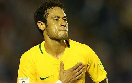 O atacante Neymar comemora gol do Brasil ontem (23), em jogo pelas Eliminatórias da Copa - Lucas Figueiredo/CBF