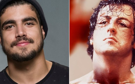 Caio Castro interpretará Rocky, uma homenagem ao boxeador vivido por Sylvester Stallone no cinema - Estevam Avellar/TV Globo e Divulgação/United Artists
