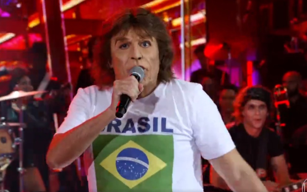 Ceará caracterizado como Mick Jagger na estreia do Show dos Famosos; performance ficou em último - Reprodução/TV Globo
