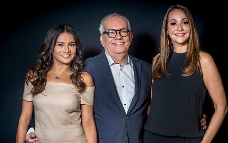 Dira Paes (à esq.), Artur Xexéo e Maria Beltrão: trio de especialistas comandará a transmissão do Oscar na Globo - JOÃO COTTA/TV GLOBO