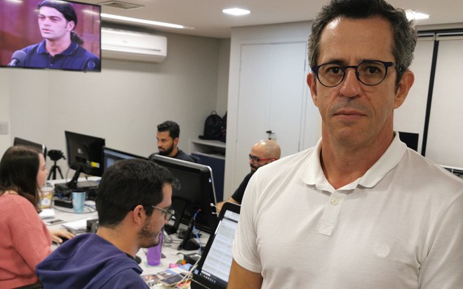 Daniel Castro na Redação do Notícias da TV, em São Paulo: audiência dobrou em um ano - Divulgação