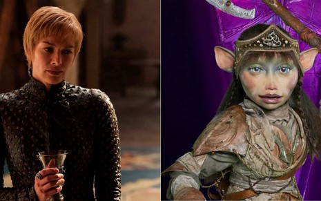 Lena Headey como a rainha Cersei de Game of Thrones e a Maudra Fara de Cristal Encantado - Divulgação/HBO e Netflix