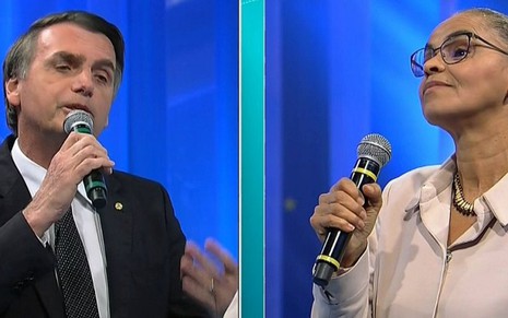 Jair Bolsonaro (PSL) e Marina Silva (Rede) se confrontaram no debate promovido pela RedeTV! - REPRODUÇÃO/REDETV!
