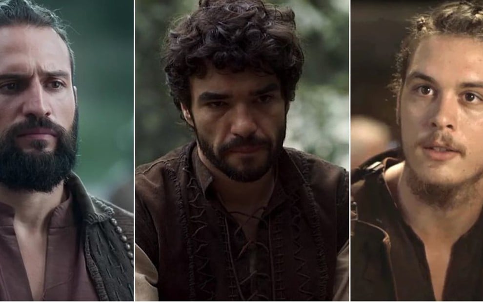 José Fidalgo (Constantino), Caio Blat (Cássio) e João Vithor Oliveira (Saulo) deixarão Deus Salve o Rei - Reprodução/TV Globo