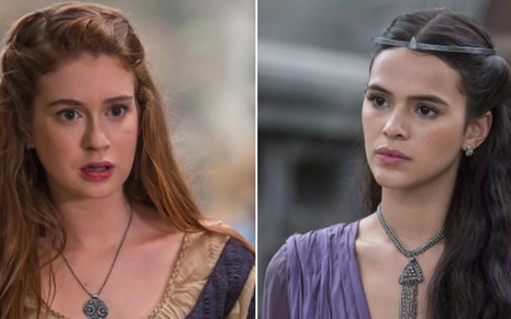 Amália (Marina Ruy Barbosa) e Catarina (Bruna Marquezine) terão embate na trama das sete - Reprodução/TV Globo