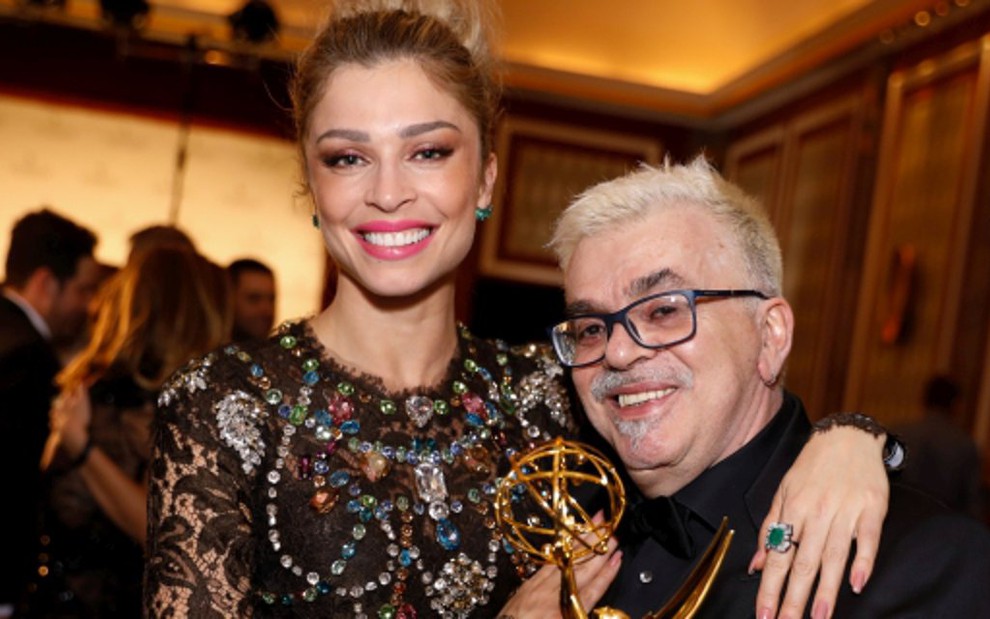 Grazi Massafera e Walcyr Carrasco na premiação do Emmy Internacional, em Nova York - Rodrigo Barbosa/TV Globo