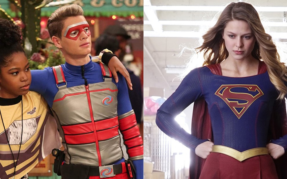 Riele Downs e Jace Norman em Henry Danger, e Melissa Benoist em Supergirl: ibope de dar inveja - Fotos: Divulgação