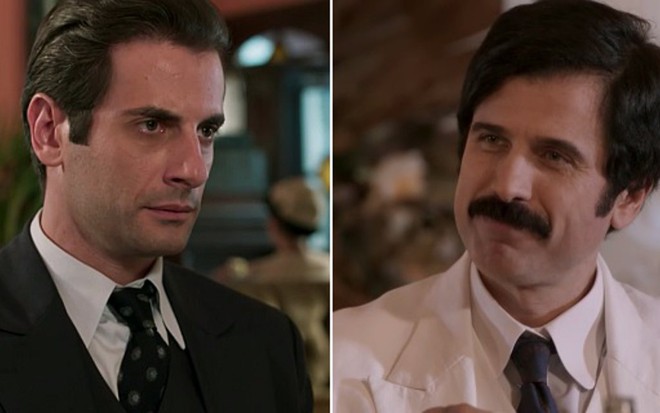 Flávio Tolezani (Araújo) e Eriberto Leão (Ernesto) em cenas de Eta Mundo Bom! - Reprodução/TV Globo