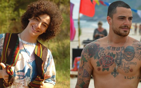 Felipe Titto como Marley (2006) e Samurai (2016) em Malhação; após 10 anos, ator voltou bombado à novela - DIVULGAÇÃO/JOÃO MIGUEL JUNIOR/PEDRO CARRILHO