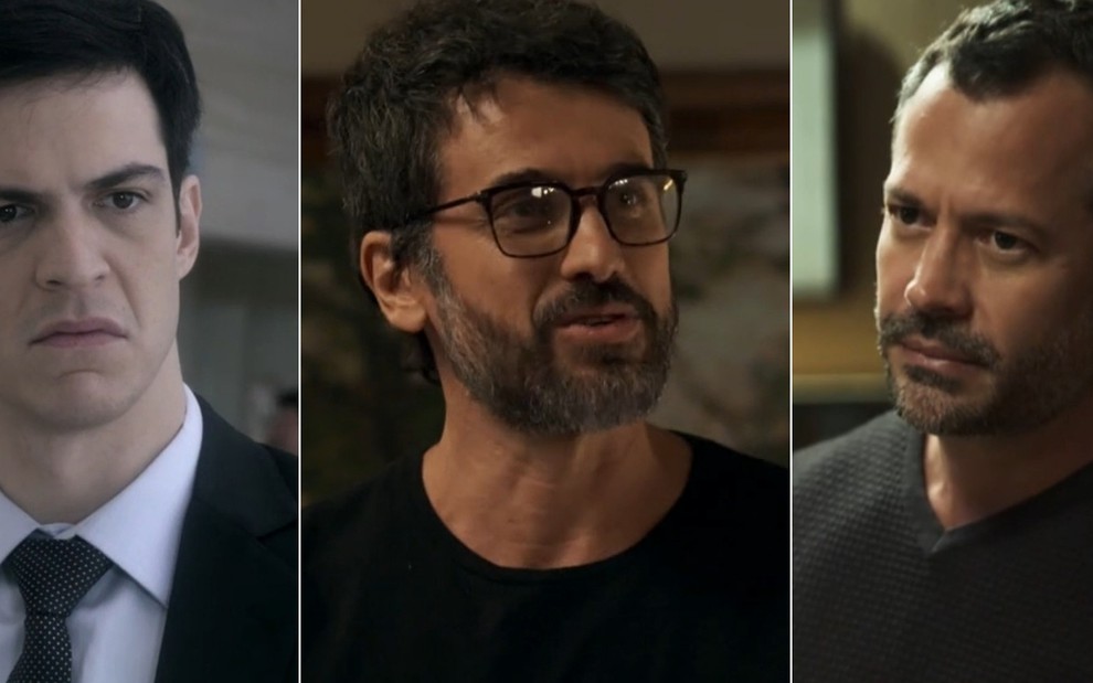 Montagem dos atores Mateus Solano, Eriberto Leão e Malvino Salvador em três novelas diferentes da Globo