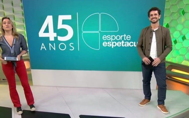 Fernanda Gentil e Felipe Andreoli comandam o Esporte Espetacular especial de 45 anos - REPRODUÇÃO/TV GLOBO