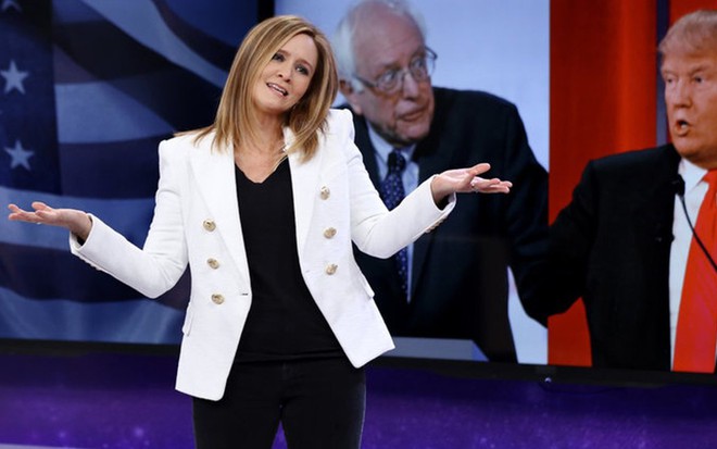 Samantha Bee no programa Full Frontal: detonada por Donald Trump, ela teve sete indicações - Reprodução/TBS