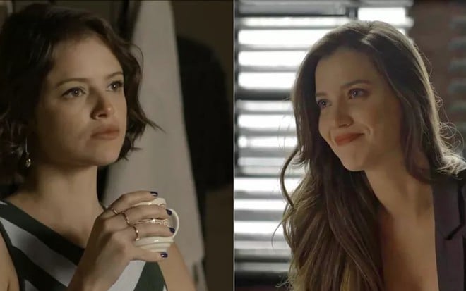 Montagem de Josiane (Agatha Moreira) e Fabiana (Nathalia Dill) em cenas de A Dona do Pedaço