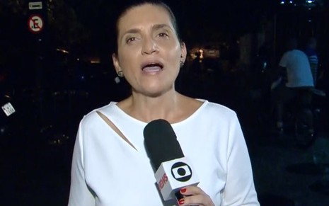 A repórter Bette Lucchese encarou a chuva forte do Rio na edição do Jornal Nacional de segunda (8) - Reprodução/TV Globo