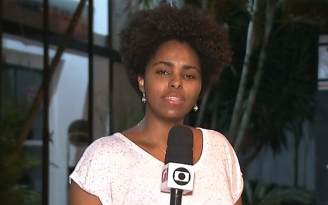 A repórter Camila Silva durante entrada no matinal Bom Dia São Paulo de 28 de agosto - Reprodução/TV Globo