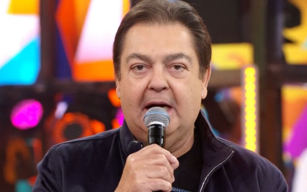 O apresentador Fausto Silva no Domingão do Faustão, da Globo
