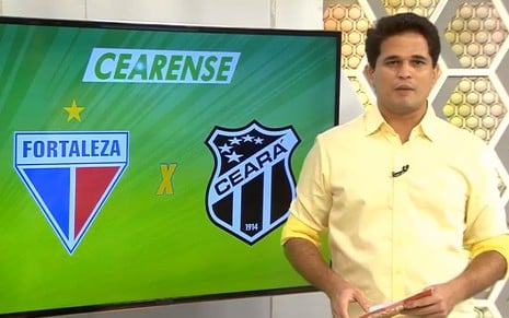 O apresentador Kaio Cézar no Globo Esporte do Ceará: ele anunciou demissão durante o programa - REPRODUÇÃO/TV GLOBO