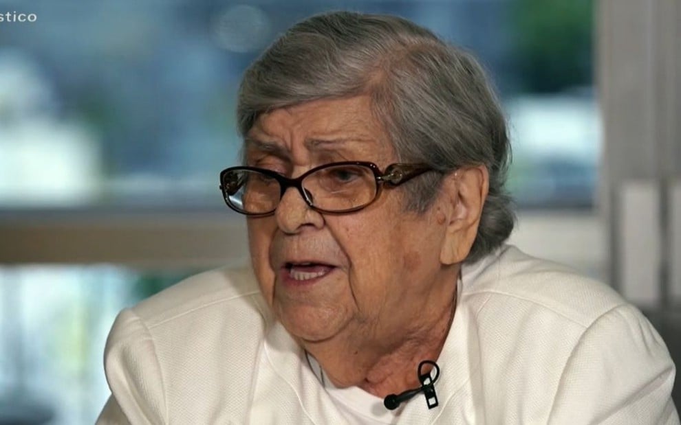 Hilda Rebello, mãe do diretor Jorge Fernando, em entrevista ao Fantástico de domingo (3)